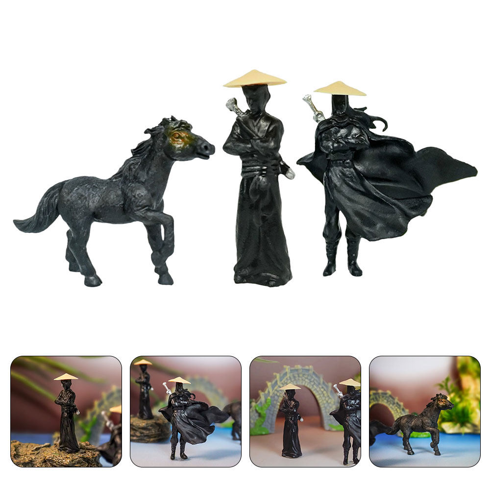 Bonsai Garden Art - 3Pcs Ancient Chinese Knight Sculpture Miniature