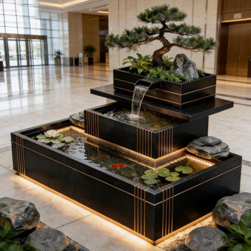 Stainless Steel Waterfall Feat - огляд і ціна Bonsai Garden With Koi Pond