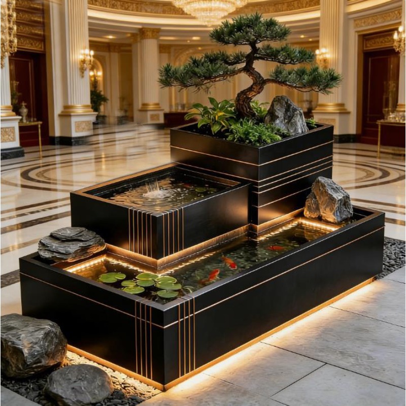 Stainless Steel Waterfall Feat - огляд і ціна Bonsai Garden With Koi Pond